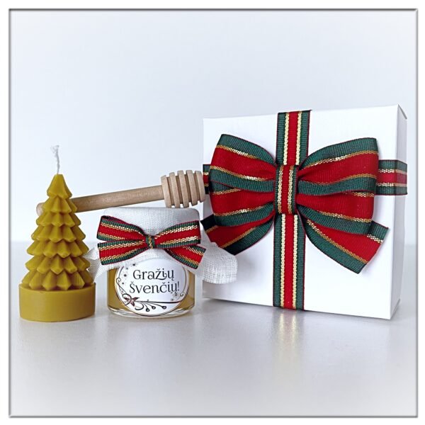 Dekoruotas kalėdinis medaus rinkinys